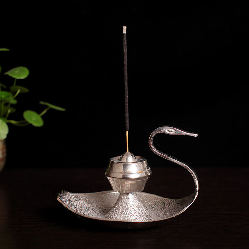 Handmade Silver Swan Copper Incense Holder